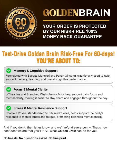Golden Brain formula and guarantee panel